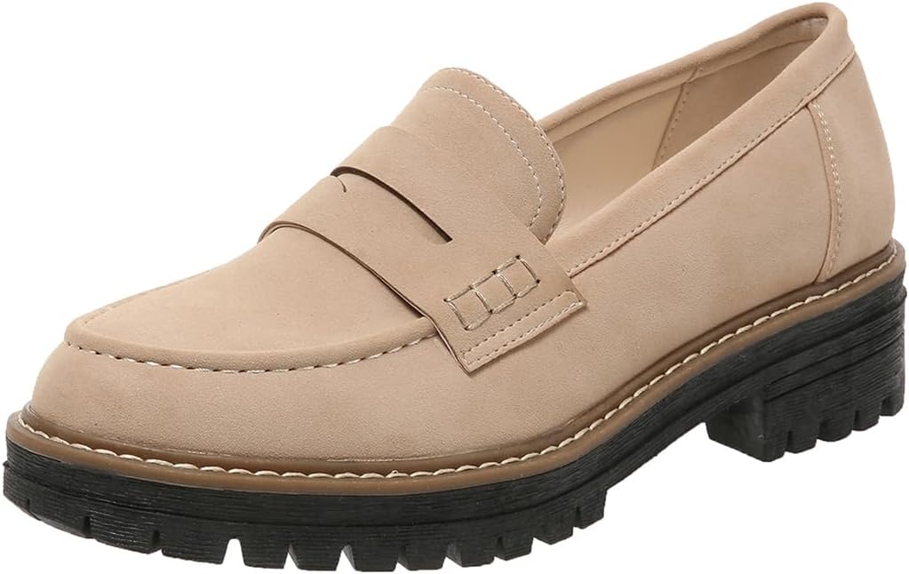 VUN Womens Loafers Shoes Platform Chunky Penny Loafer Lug Sole Comfortable Slip On Work Office Business Casual Dress Shoes