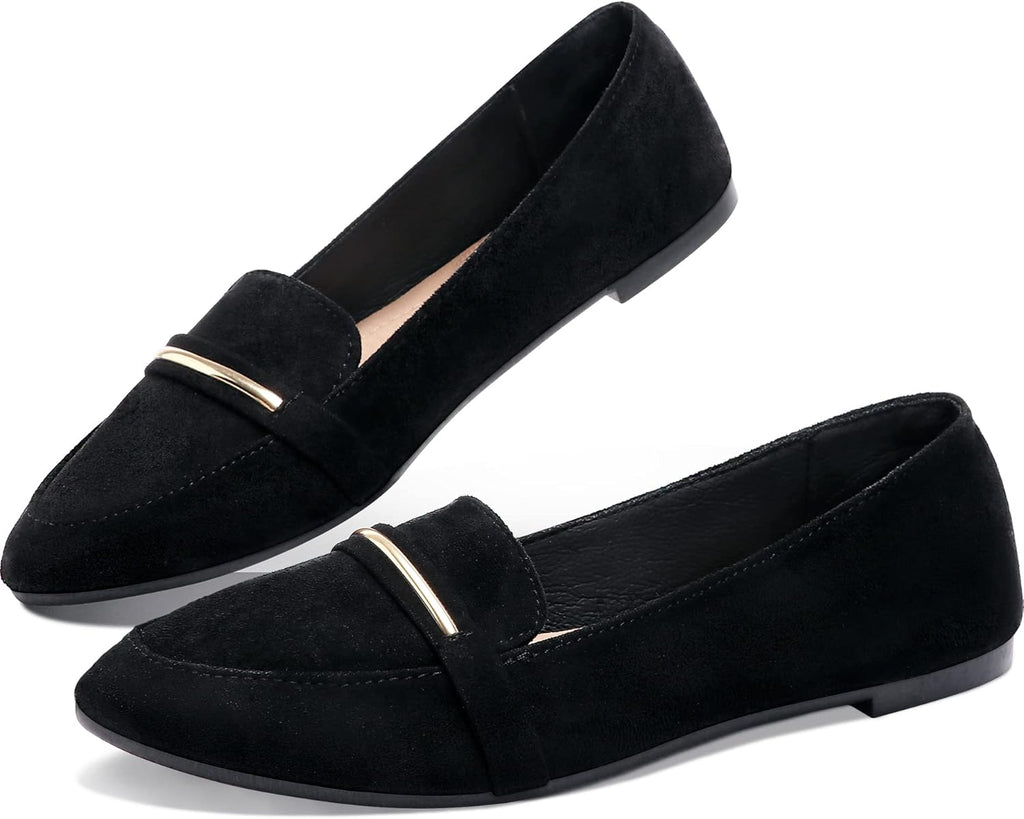 VUN Women's Pointy Toe Loafer Flat Comfortable