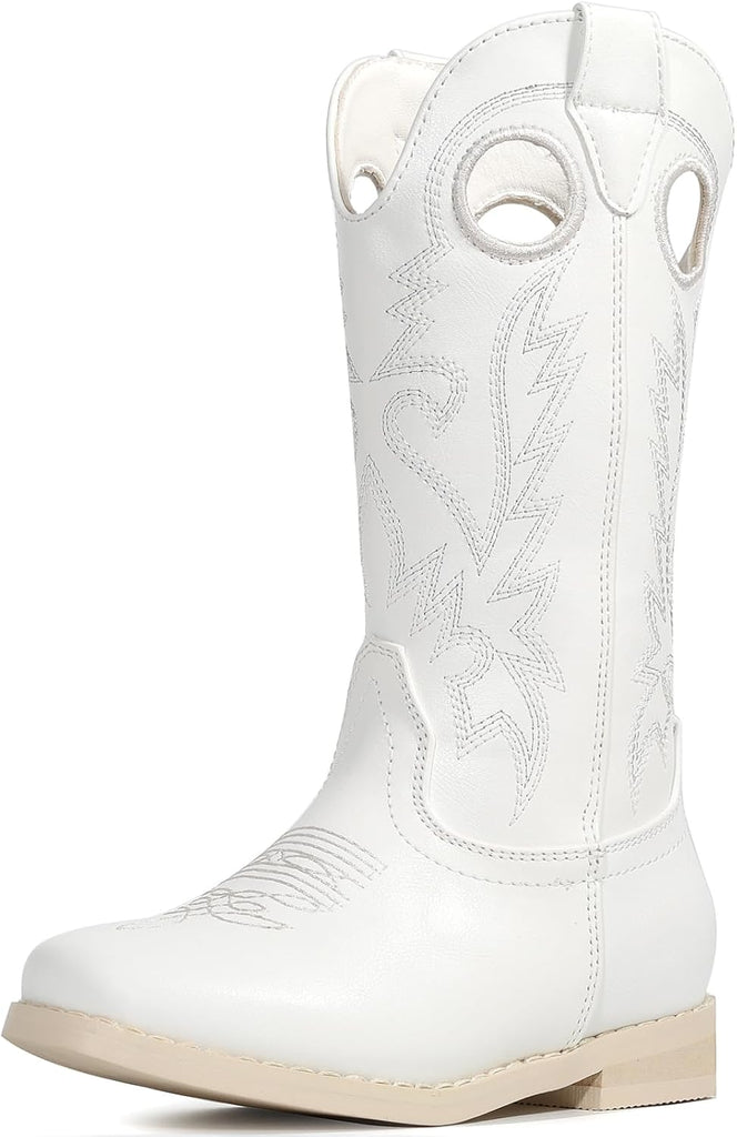 VUN Cowboy Boots for Boys Girls Western Square Toe Cowgirl Boots Mid Calf Riding Shoes