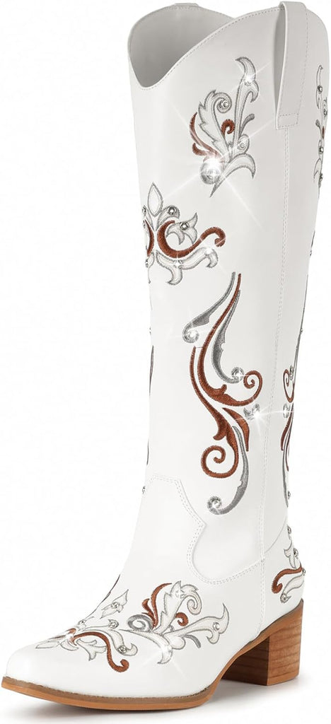 VUN Cowboy Boots for Women Sparkly Rhinestone Cowgirl Boots