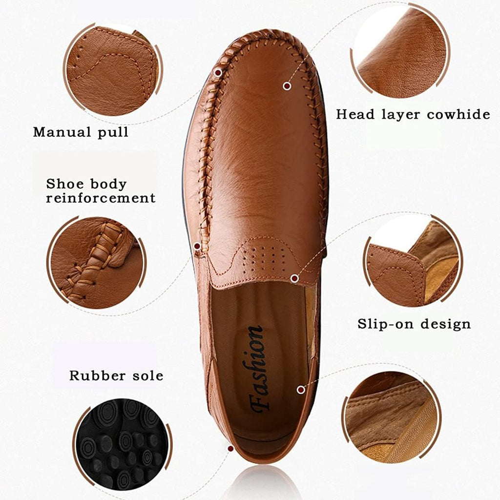 VUN Men's Premium Genuine Leather Casual Slip on Loafers