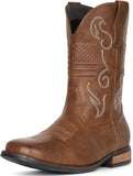 VUN Cowboy Boots For Men Western Boot Classic American Flag Embroidered Square Toe