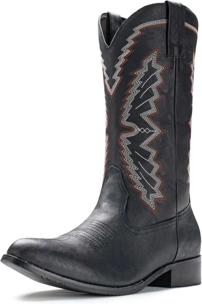 VUN Cowboy Boots For Men Western Boot Embroidered Square Toe