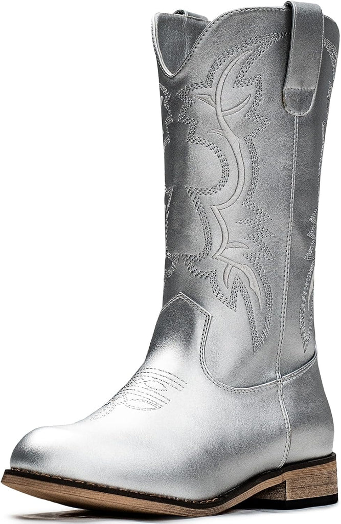 VUN Cowgirl Boots Cowboy Boots For Girls Boys Kids Toddler Fashion Western Boots Mid Calf Riding Shoes