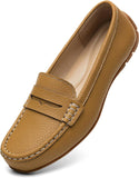 VUN Women's Comfortable & Lightweight Leather Penny Loafers Slip-Ons Cute Business Casual Dress Shoes Work Office Flats