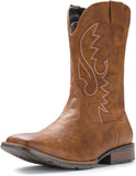 VUN Cowboy Boots For Men with Wide Square Toe Western Retro Boot Durable