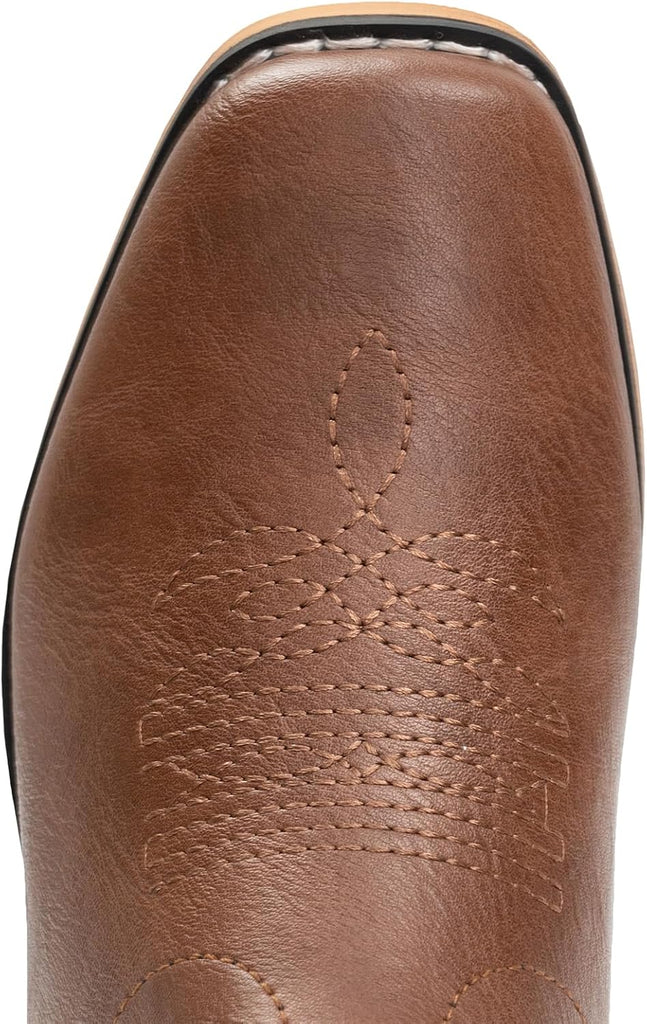 VUN Cowboy Boots for Boys Girls Western Square Toe Cowgirl Boots Mid Calf Riding Shoes