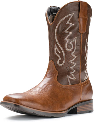 VUN Cowboy Boots For Men Western Boot Durable Fashionable Retro Classic Embroidered