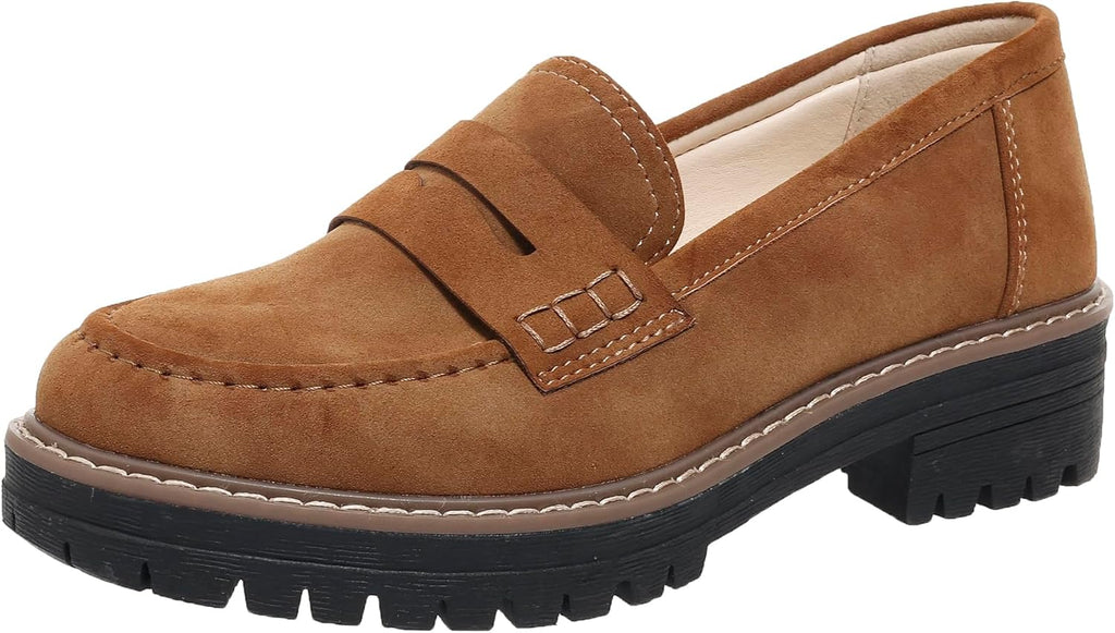 VUN Womens Loafers Shoes Platform Chunky Penny Loafer Lug Sole Comfortable Slip On Work Office Business Casual Dress Shoes