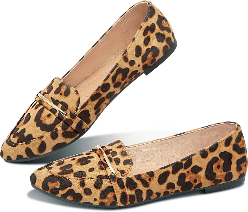 VUN Women's Pointy Toe Loafer Flat Comfortable Faux Suede