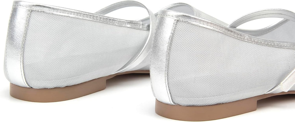 VUN Mesh Ballet Flats Square Toe Mary Jane Flats
