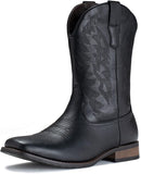 VUN Cowboy Boots For Men Wide Foot Square Toe Western Boots with Classic Embroidered