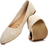 VUN Women’s Flats Shoes Comfortable Suede Pointed Toe Slip On