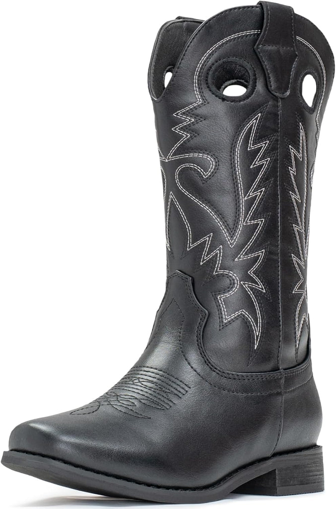 VUN Cowboy Boots for Boys Girls Western Square Toe Cowgirl Boots Mid Calf Riding Shoes