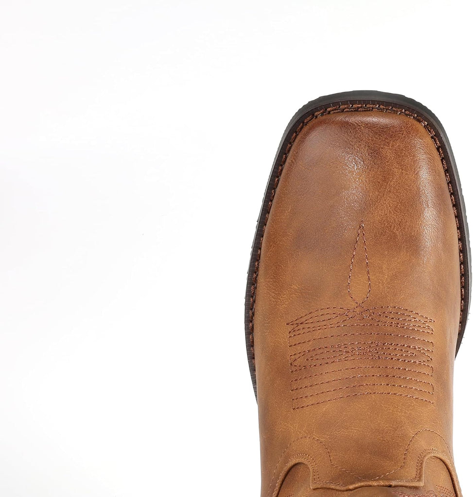 VUN Cowboy Boots For Men Wide Foot Square Toe Western Boots with Classic Embroidered Durable Slip on Boots