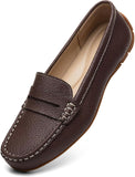 VUN Women's Comfortable & Lightweight Leather Penny Loafers Slip-Ons Cute Business Casual Dress Shoes Work Office Flats