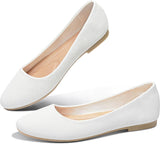 VUN Round Toe Women Flat Shoes Slip on Girls Dress Black Ballet Flats