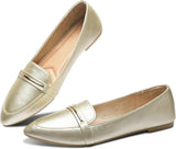 VUN Women's Pointy Toe Loafer Flat Comfortable Faux Suede Work Shoes,Cute Penny Loafer Slip On Ballet Flat