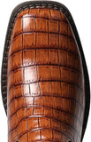 VUN Cowboy Boots For Men Western Caiman Tail Print Wide Fashionable