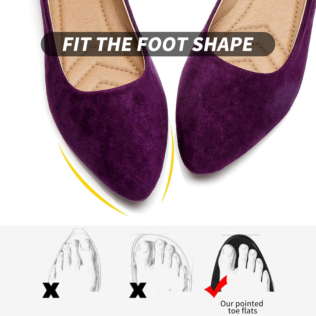 VUN Women’s Flats Shoes Comfortable Suede Pointed Toe Slip On