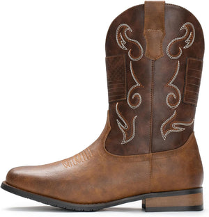 VUN Cowboy Boots For Men Western Boot Classic American Flag Embroidered