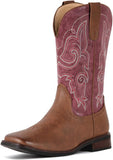 VUN Cowboy Boots For Women Square Toe Western Boots Mid Calf Cowgirl Boots Pull On Fashion Embroidered Cowboy Boots