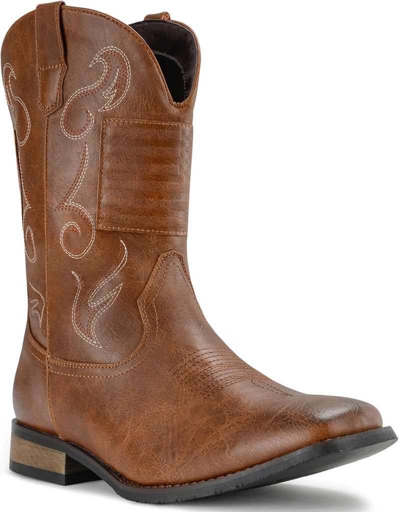 VUN Cowboy Boots For Men Western Boot Classic American Flag Embroid