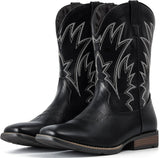 VUN Cowboy Boots For Men Square Toe Western Boots Durable Classic Embroidered Pull On Boot Slip Resistant Country Boot