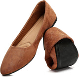 VUN Women’s Flats Shoes Comfortable Suede Pointed Toe Slip On