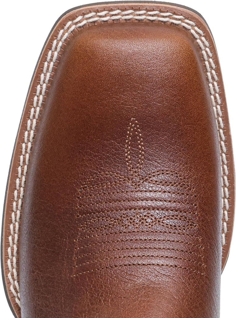 VUN Women's Leather Western Boots Square Toe Cowboy Boots for Women Mid Calf