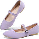 VUN Mary Jane Flat Shoes Round Toe Ballet Flats for Women