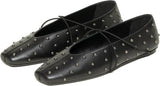 VUN Women's Square Toe Ballet Flats Criss-Cross Straps Comfortable Slip On