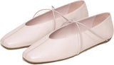 VUN Women's Square Toe Ballet Flats Criss-Cross Straps Comfortable Slip On