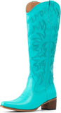 VUN Cowboy Boots For Women Knee High Western Cowgirl Boots Snip Toe Side Zipper Chunky Heel
