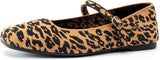 VUN Knit Flats for Women Square Toe Flats Casual Ballet Flats with Ankle Strap,Mary Jane Shoes Women Comfortable for Dressy Office