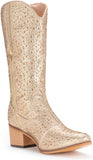 VUN Women Rhinestone Cowboy Boots Sparkly Western Cowgirl Boots glitter boots Embroidered Knee High Chunky Heel Mid Calf with Side Zipper