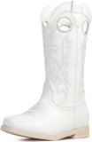 VUN Cowboy Boots for Boys Girls Western Square Toe Cowgirl Boots Mid Calf Riding Shoes