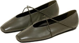 VUN Women's Square Toe Ballet Flats Criss-Cross Straps Comfortable Slip On