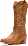 VUN Cowboy Boots For Women Pointy Toe Women's Western Boots Cowgirl Boots Mid Calf Boots