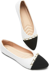 VUN Women's Flats Shoes Faux Suede Ballet Flats Comfortable - White / 7