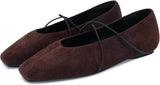 VUN Women's Square Toe Ballet Flats Criss-Cross Straps Comfortable Slip On