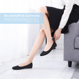 VUN Round Toe Women Flat Shoes Slip on Girls Dress Black Ballet Flats