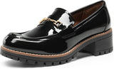 VUN Women's Chunky Loafers, Platform Comfortable Slip-On Dressy Business Casual Shoes