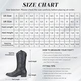 VUN Cowboy Boots For Women Western Boots Cowgirl Boots Pull On Pointy Toe Mid Calf Boots