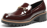 VUN Women's Chunky Loafers, Platform Comfortable Slip-On Dressy Business Casual Shoes