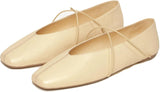 VUN Women's Square Toe Ballet Flats Criss-Cross Straps Comfortable Slip On