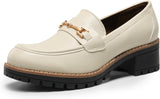 VUN Women's Chunky Loafers, Platform Comfortable Slip-On Dressy Business Casual Shoes
