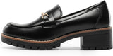 VUN Women's Chunky Loafers, Platform Comfortable Slip-On Dressy Business Casual Shoes