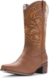 VUN Cowboy Boots For Women Pointy Toe Women's Western Boots Cowgirl Boots Mid Calf Boots
