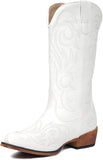 VUN Cowboy Boots For Women Mid Calf Cowgirl Boots Pointy Toe Western Boot